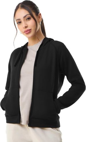 Boldfit Women Cotton Blend Sweatshirt Long Sleeve Hoodies Full Zipper Winter Jacket Lightweight Winter wear