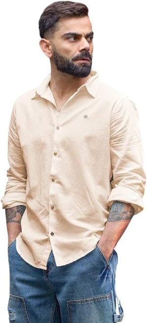 WROGN Men's Linen Blend Shirt | Solid Styles | Slim Fit