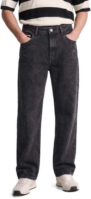 The Indian Garage Co Men's Baggy Fit Mid-Rise Jeans