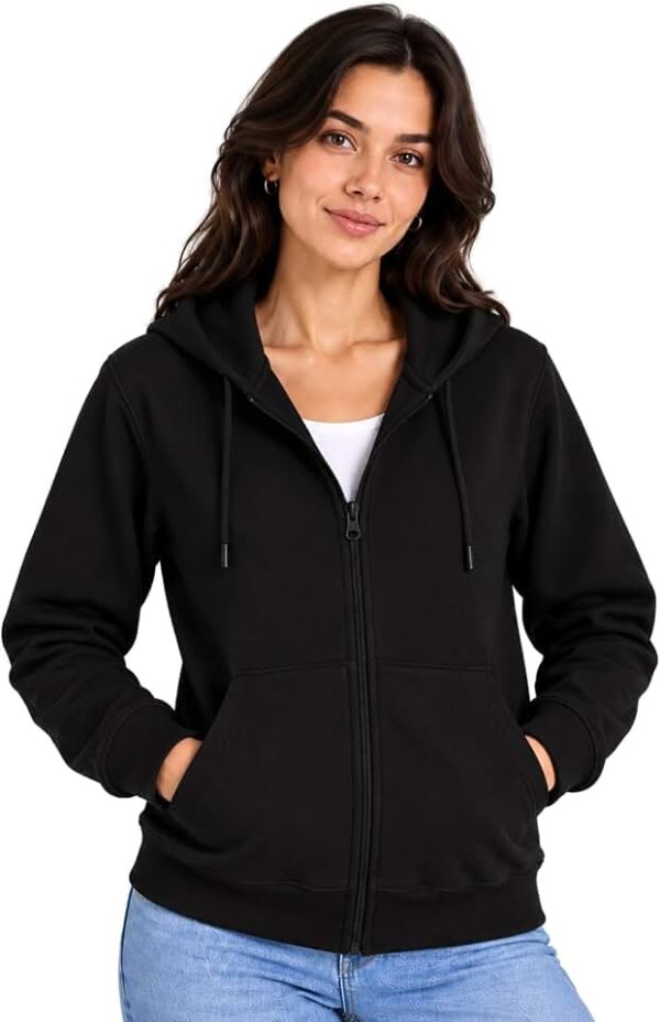 SANE ORIGINALS Women's Cotton Blend Fleece Zip Up Hoodie Sweatshirt, Warm Winter Full Zip Jacket with Kanga