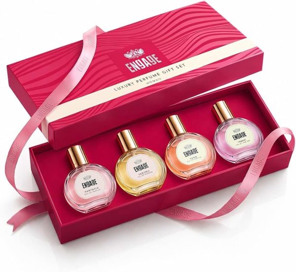 Engage Luxury Perfume Gift Set for Women 80ml (20ml x 4)|4 Unique EDP Fragrances|Long Lasting|Tavel Sized Perfume Combo|Gi