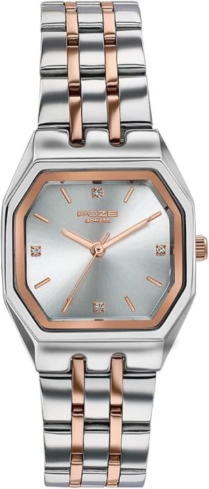 Sonata Poze 8 Quartz Analog with Silver Dial IP Rose Gold Stainless Steel Strap Watch for Women - SP80164KM01W