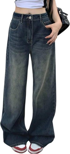 GRECIILOOKS Baggy Jeans for Women | High Waist Wide Leg Stylish for Girls Trendy Women’s Pant | Loose Jean