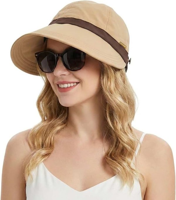 SANNIDHI® Summer Caps for Women Wide Brim Sun Hats Sun Visor Cap for Women Fashion Outdoor Lightweight Pack