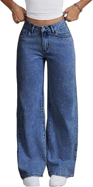 Nifty Women's Denim Stretchable High Waist Light Wash Baggy Jeans || Back Pocket Bow tie Detail
