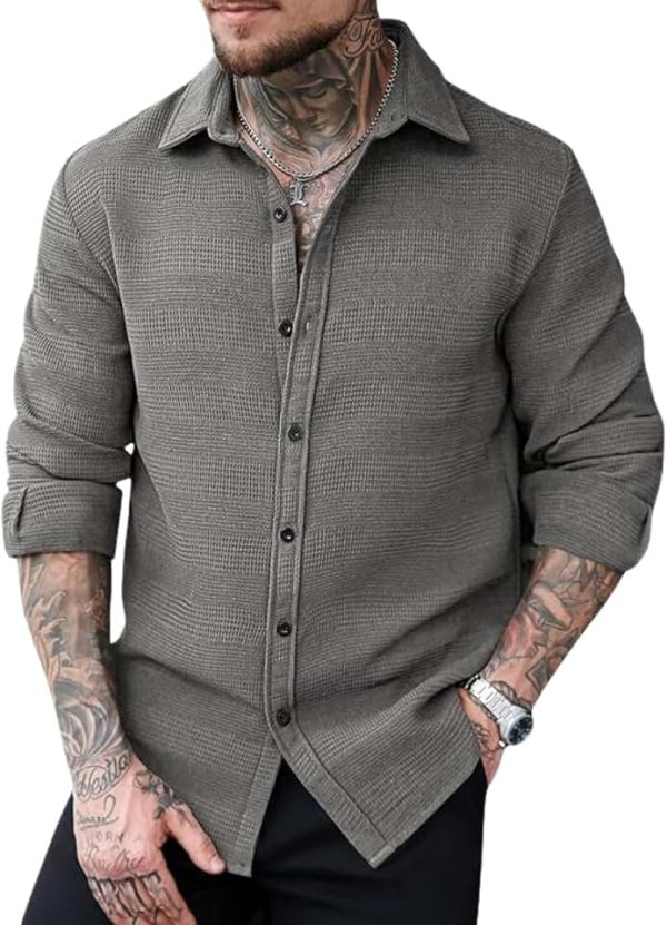 GRECIILOOKS Casual Shirt for Men's | Full Sleeve Textured Shirts for Men | Regular Fit Wrinkle Free Premium