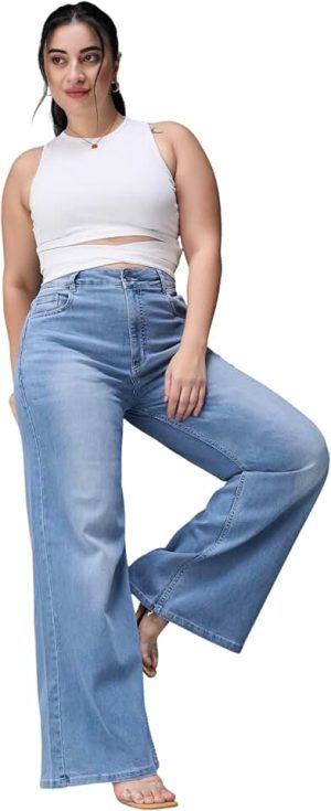 Miss Chase A+ Women's Wide Leg Bootcut High Rise Stretchable Denim Jeans | Also Available in Plus Sizes | S