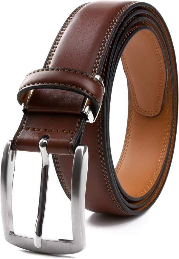 Contacts Men's Genuine Leather Pin Buckle Belt | Leather Belt for Men Classic Designs for Work & Business C